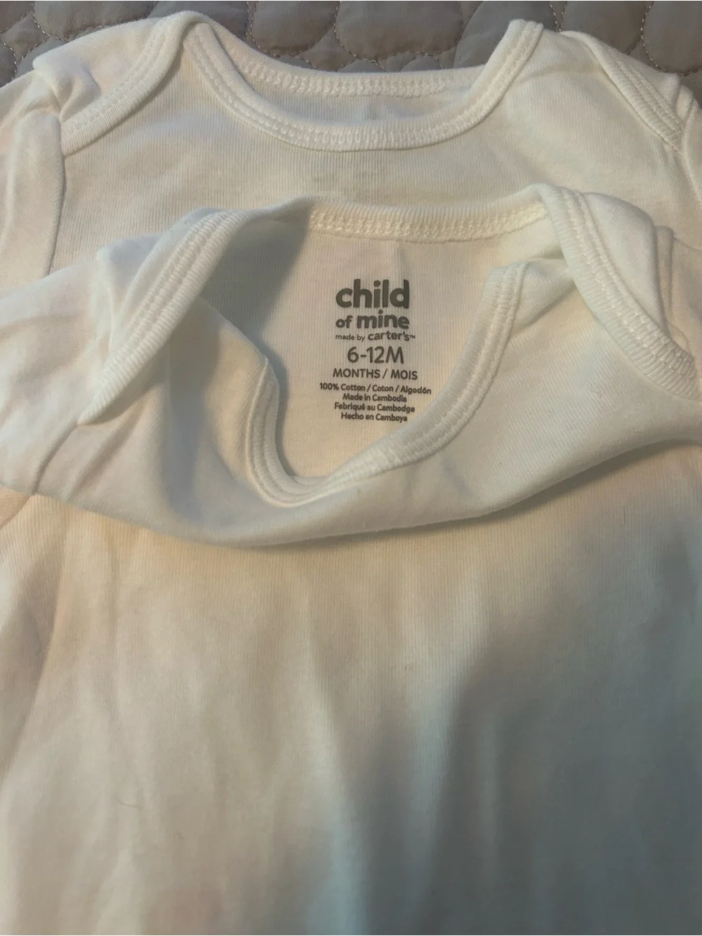 Child of mine, bundle of 8 one piece white body suits sizes newborn to 12 months